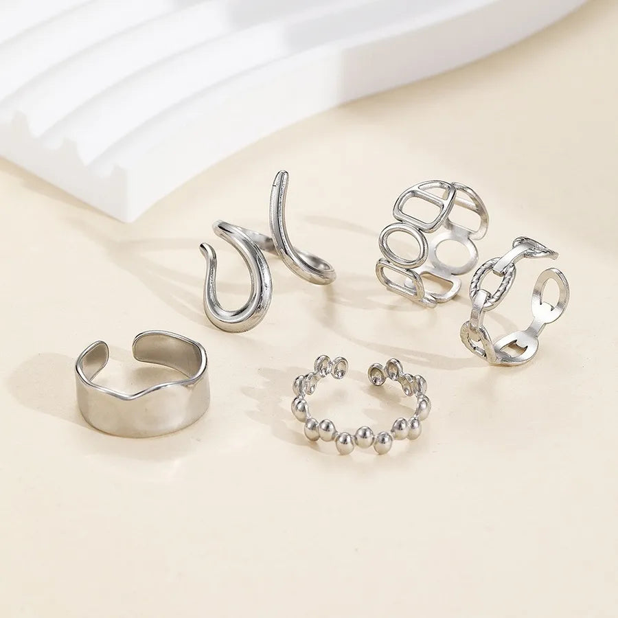 Adjustable Gold Stainless Steel Open Ring Average Size Steel Color 002#