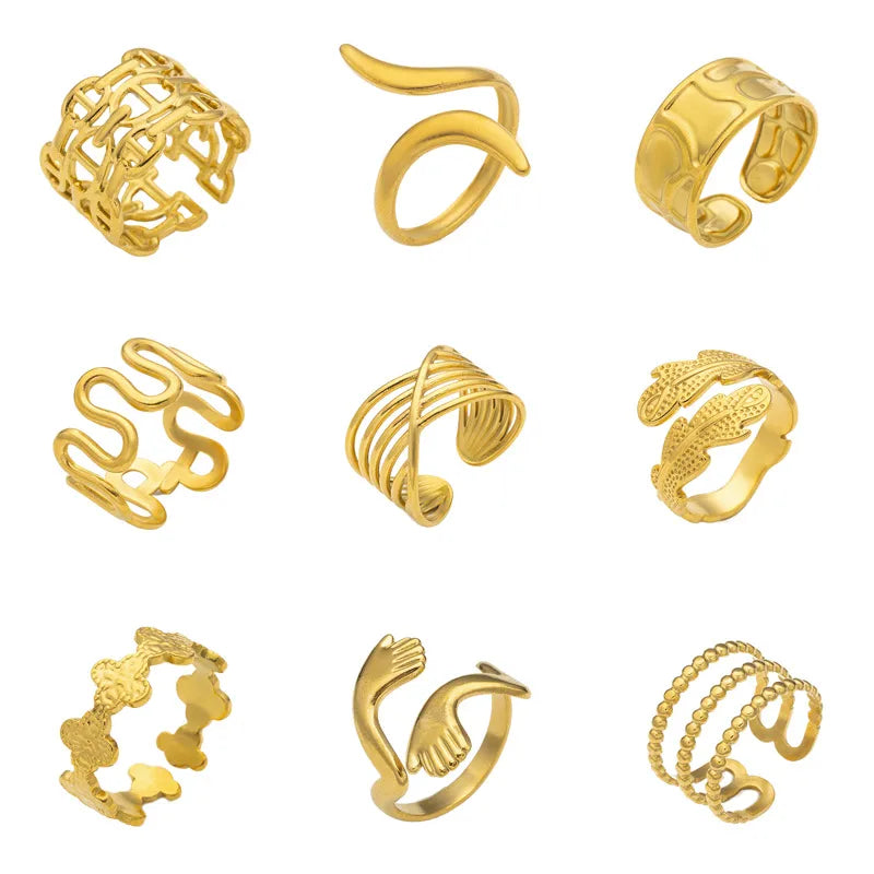 Geometric Titanium Steel Couple Ring