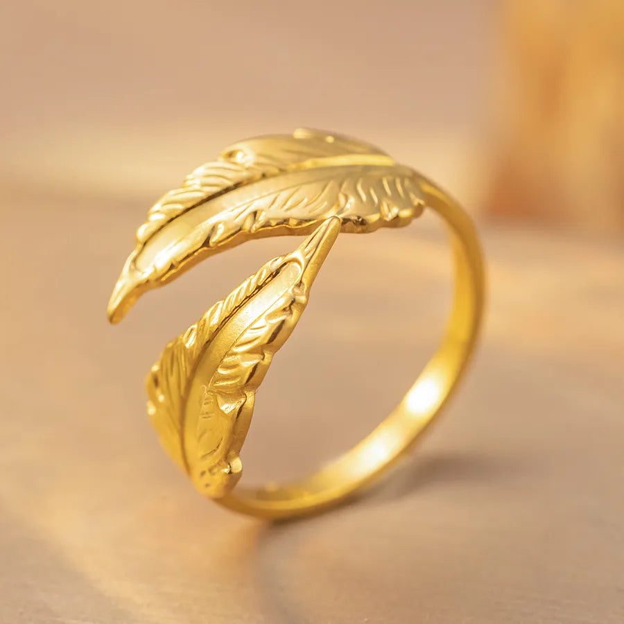 18K Gold Titanium Steel Geometric Open Ring K295 Gold Ring Adjustable