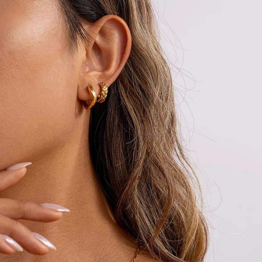 Women's 18K Gold Woven Stainless Steel Earrings