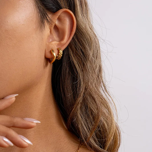 Women's 18K Gold Woven Stainless Steel Earrings