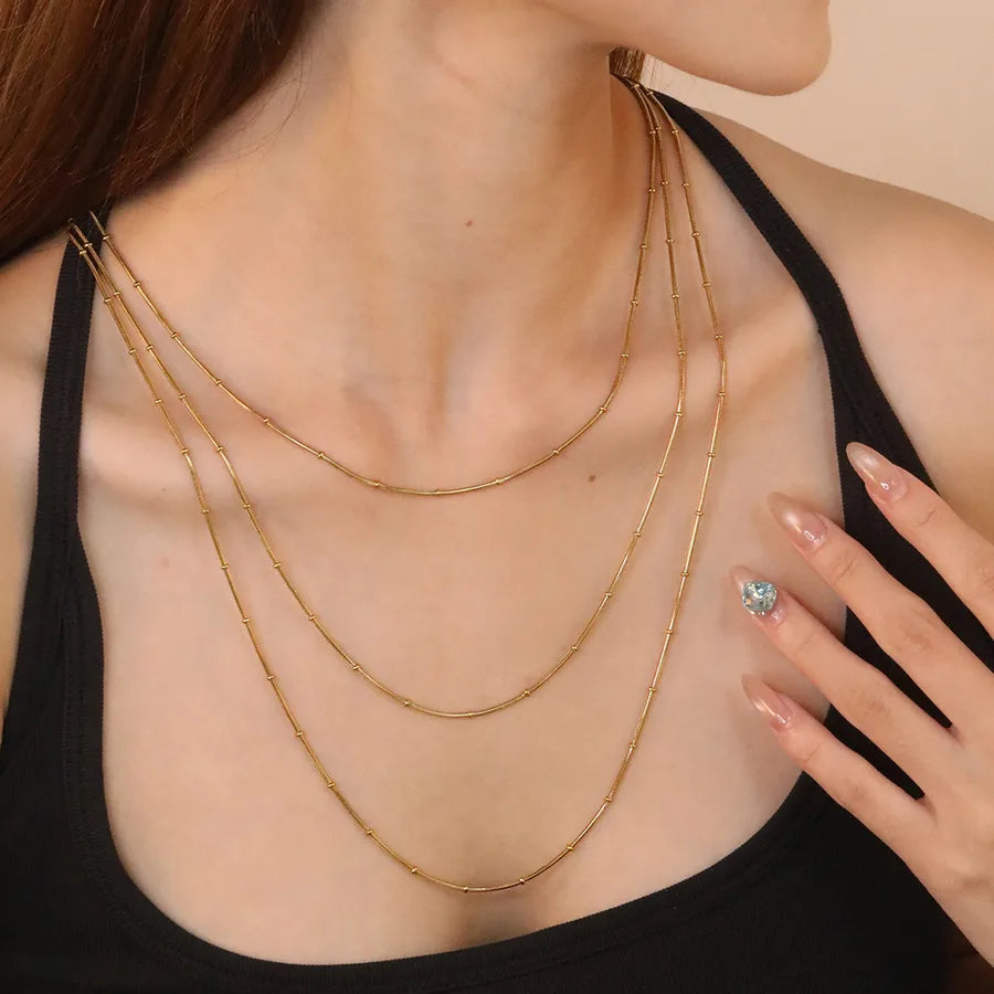 Minimalist Stainless Steel Bead Chain Necklace