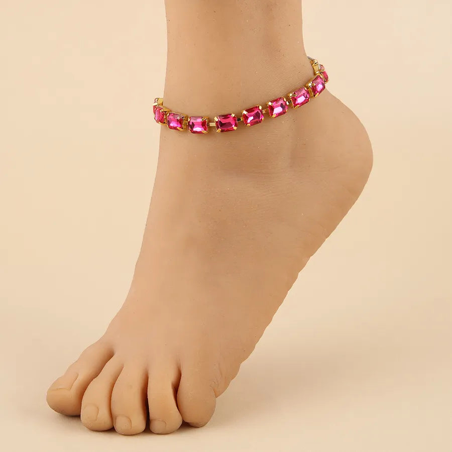 Colorful Geometric Crystal Anklet Bracelet