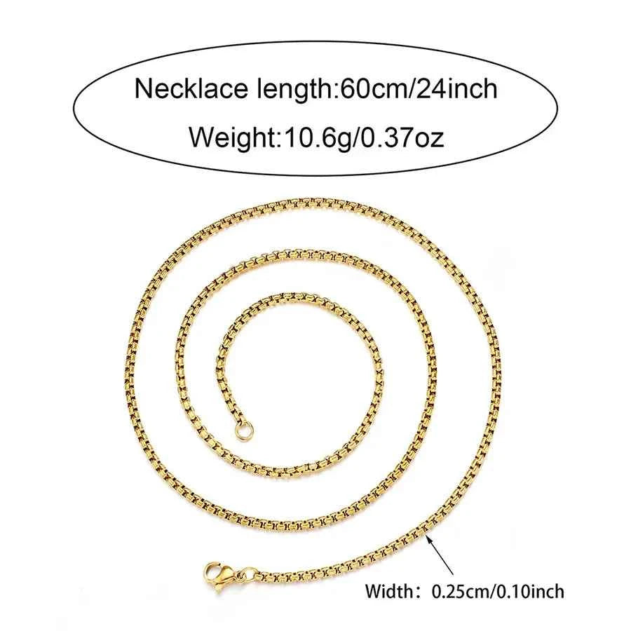 Gold Box Chain Necklace – 2.5mm Stainless Steel