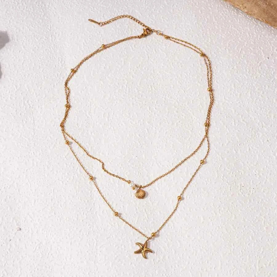 Double Layer Starfish Shell Necklace