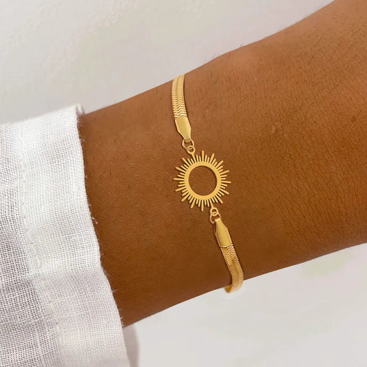 Gold Sun Stainless Steel Retro Bracelet
