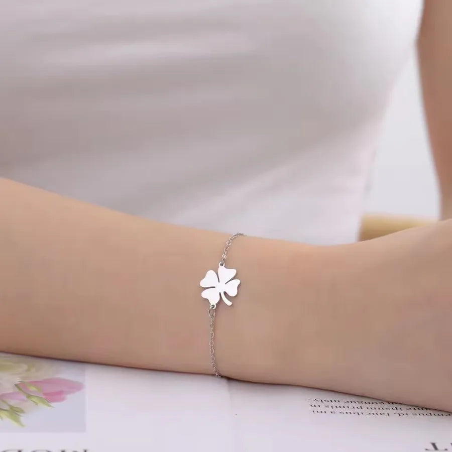 Double Layer Four Leaf Clover Bracelet
