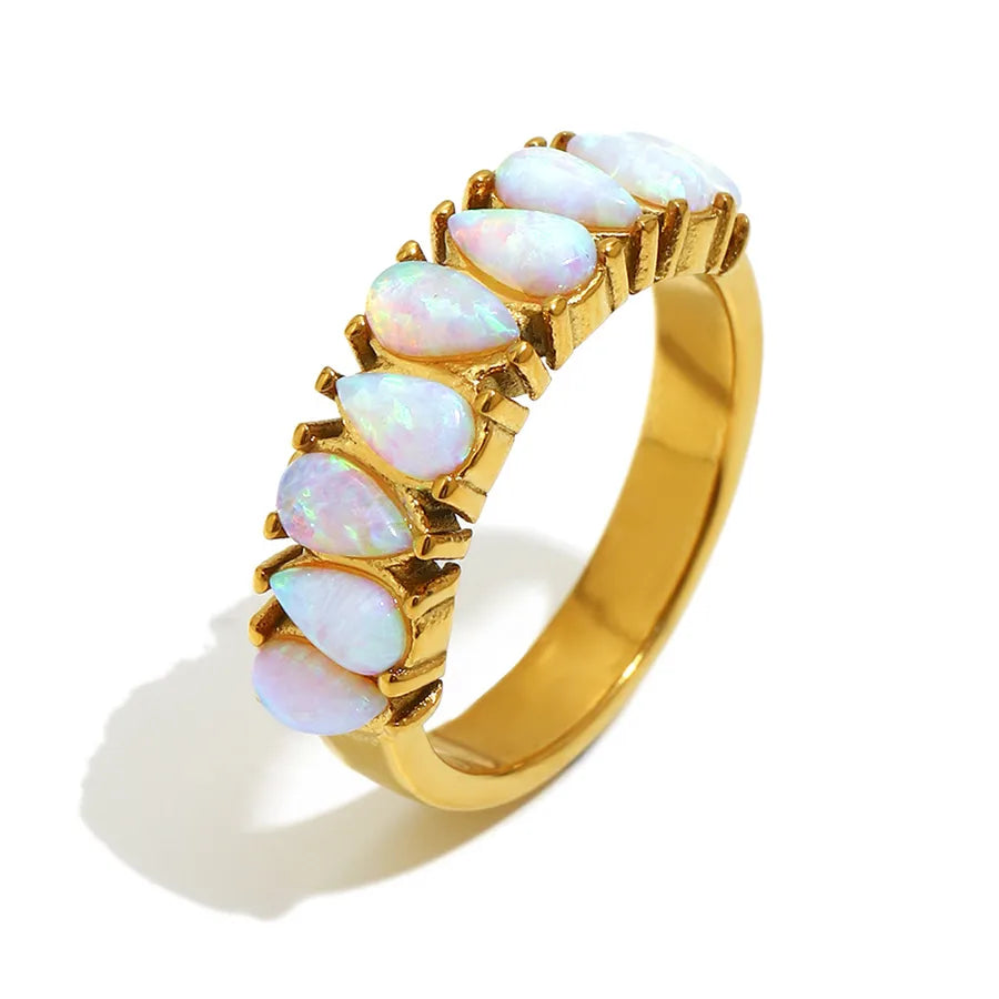 Natural Australian Gemstone Gold Ring for Women Luxurious Opal Ring - Gold