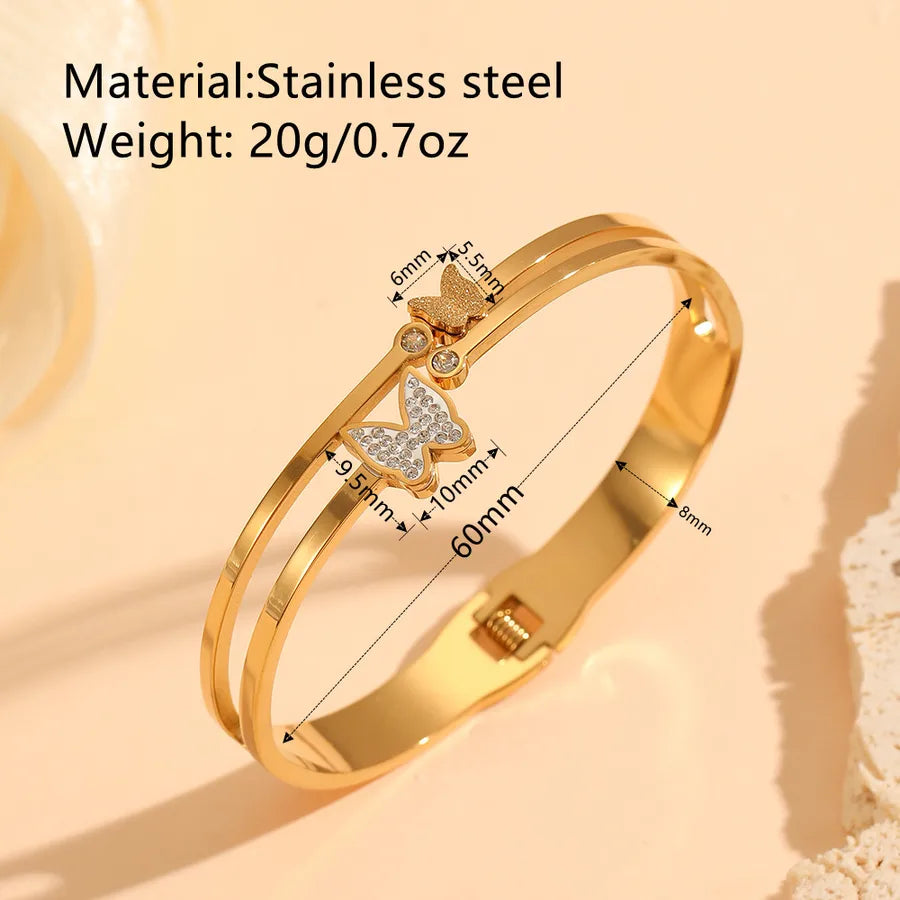 18K Gold Butterfly Bangle – Stainless Steel