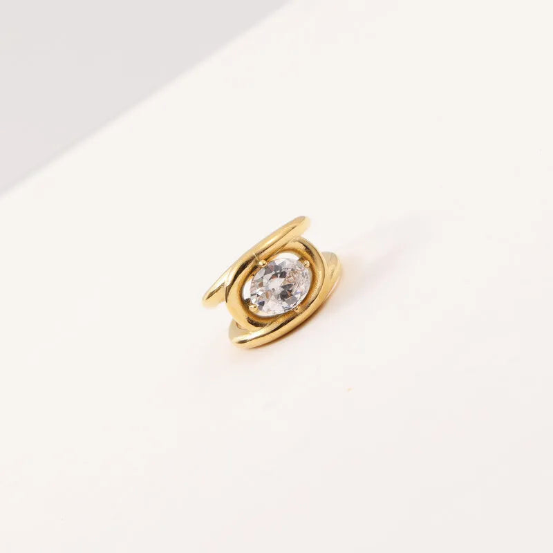 18K Gold Plated Titanium Steel Zircon Ring Bracelet