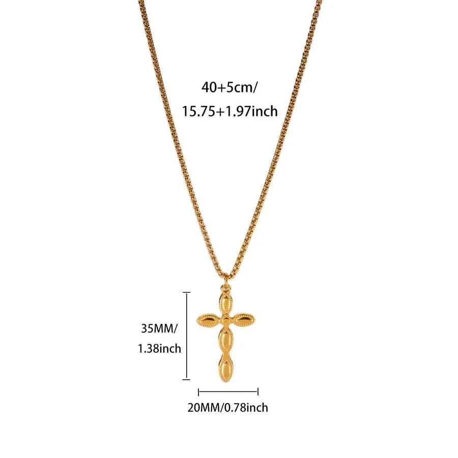 18K Gold Plated Cross Pendant Necklace for Women