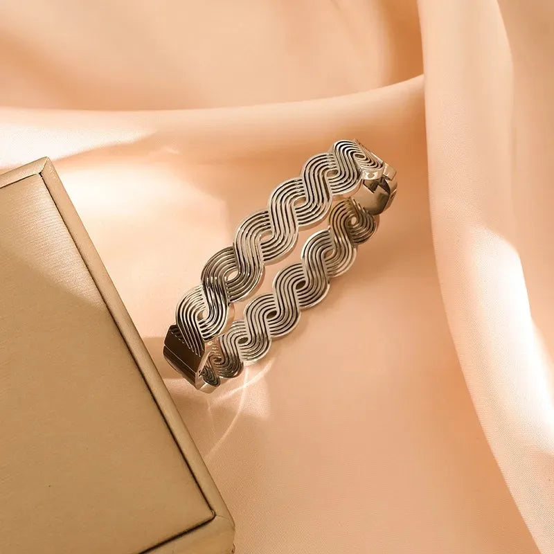 Retro Titanium Steel Cross-Line Bracelet YB613 Steel Color