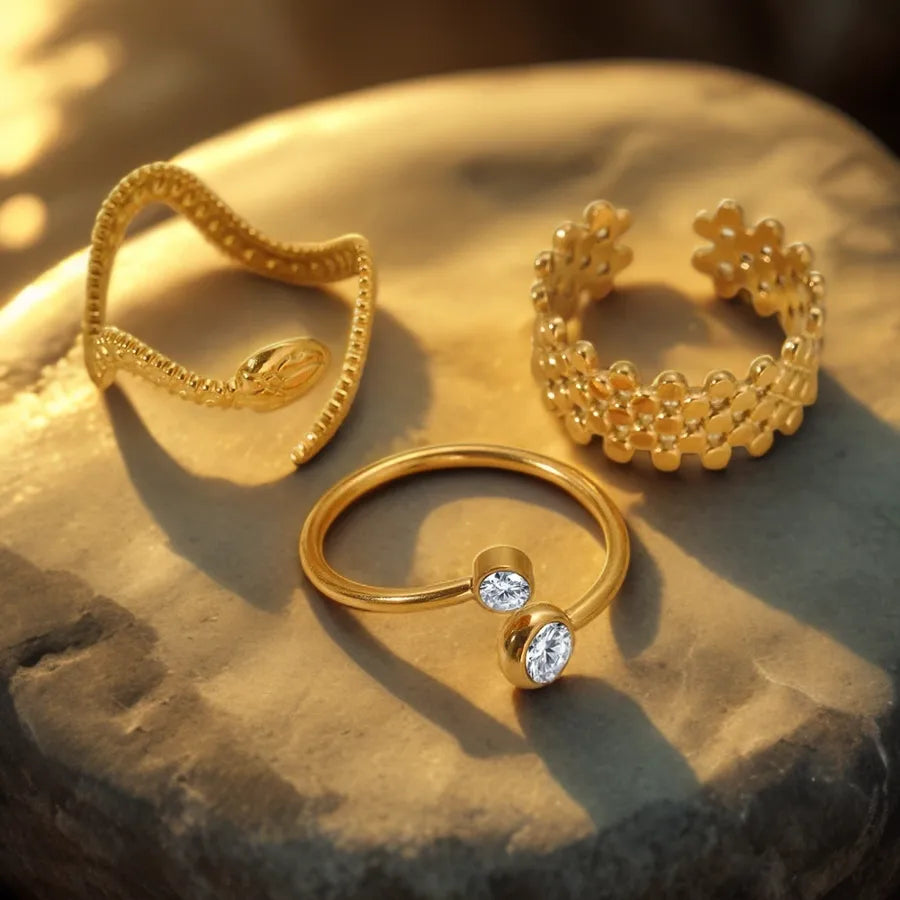 Adjustable Gold Stainless Steel Open Ring