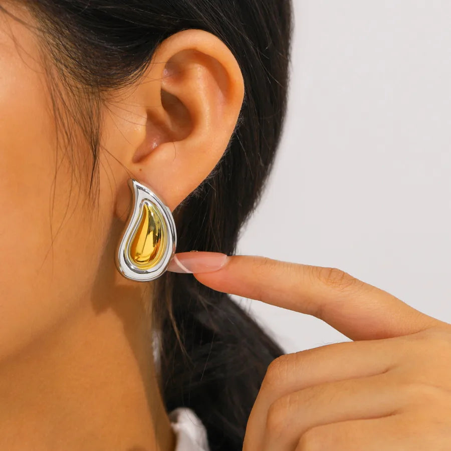 Two-Tone 18K Gold Plated Stainless Steel Earrings