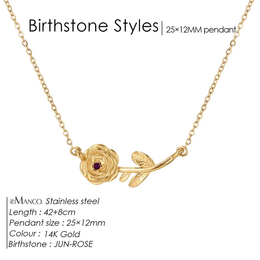 14K Gold Plated Flower Pendant Necklace June Light Purple 14K Gold