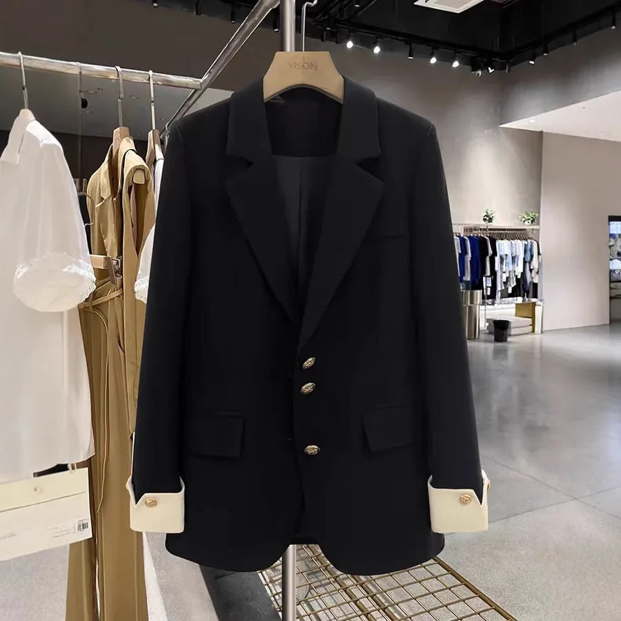 Women's Patchwork Sleeve Blazer - British Style