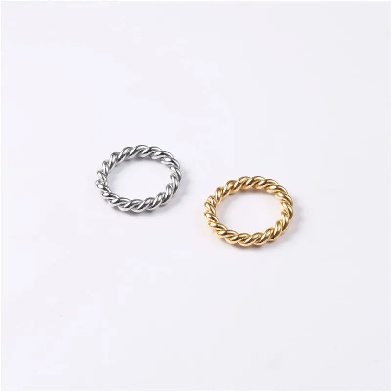Gold Plated Thick Twisted Titanium Steel Ring