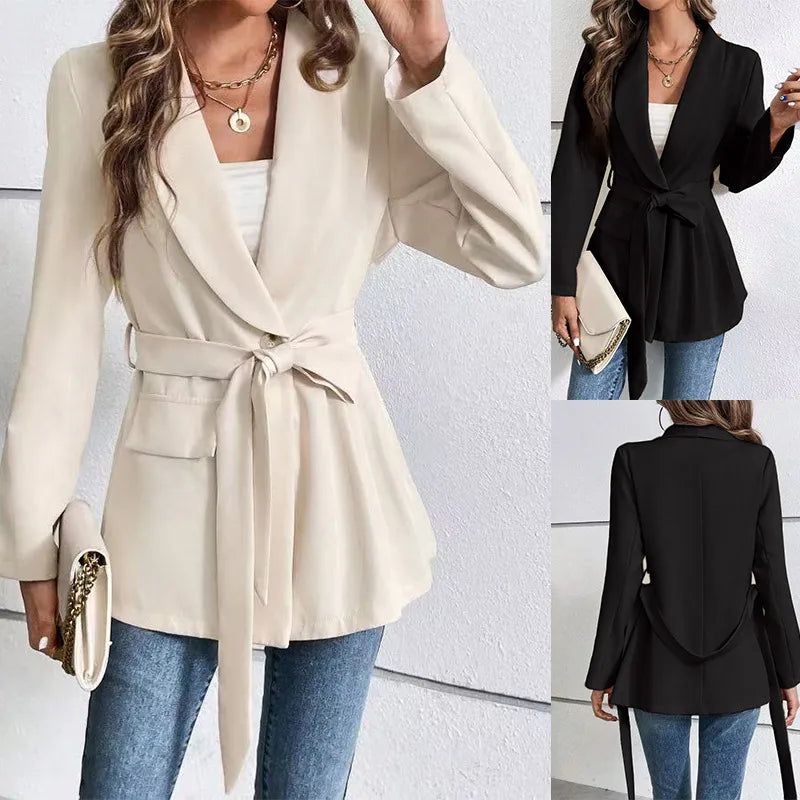 Slim Fit Belted Blazer for Women