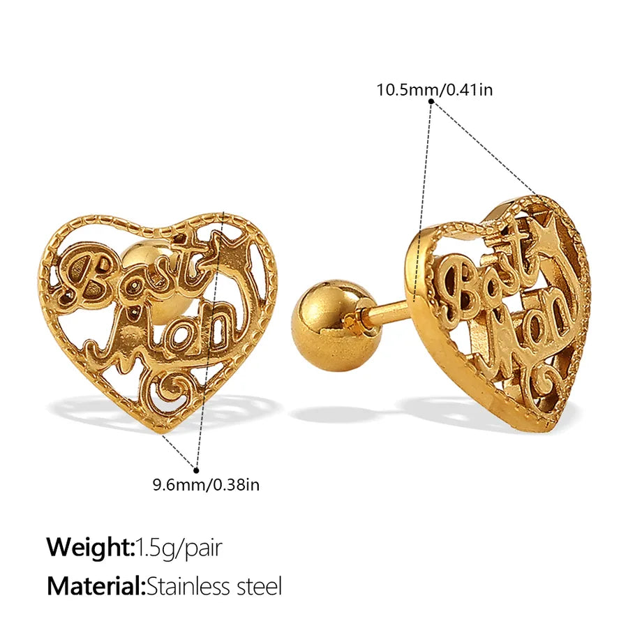 Gold Plated Stainless Steel Bear Earrings EH1214G Piercing Earrings