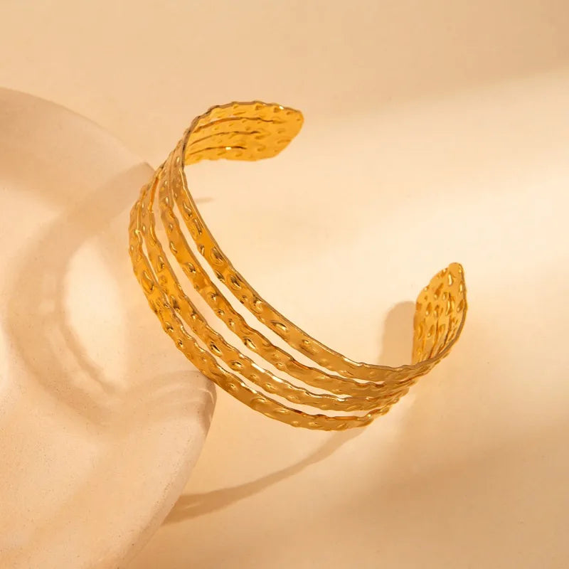 Adjustable Textured Titanium Steel Bangle