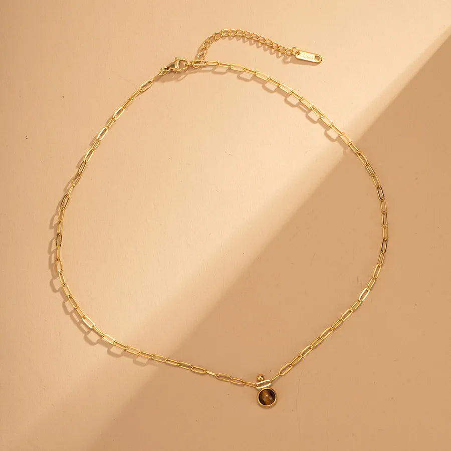 Gold Plated Tiger Eye Pendant Necklace