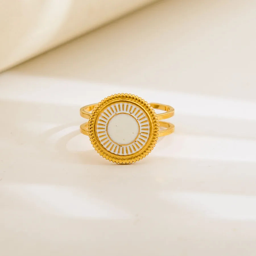 Unisex Gold-Plated Enamel Open Ring 318