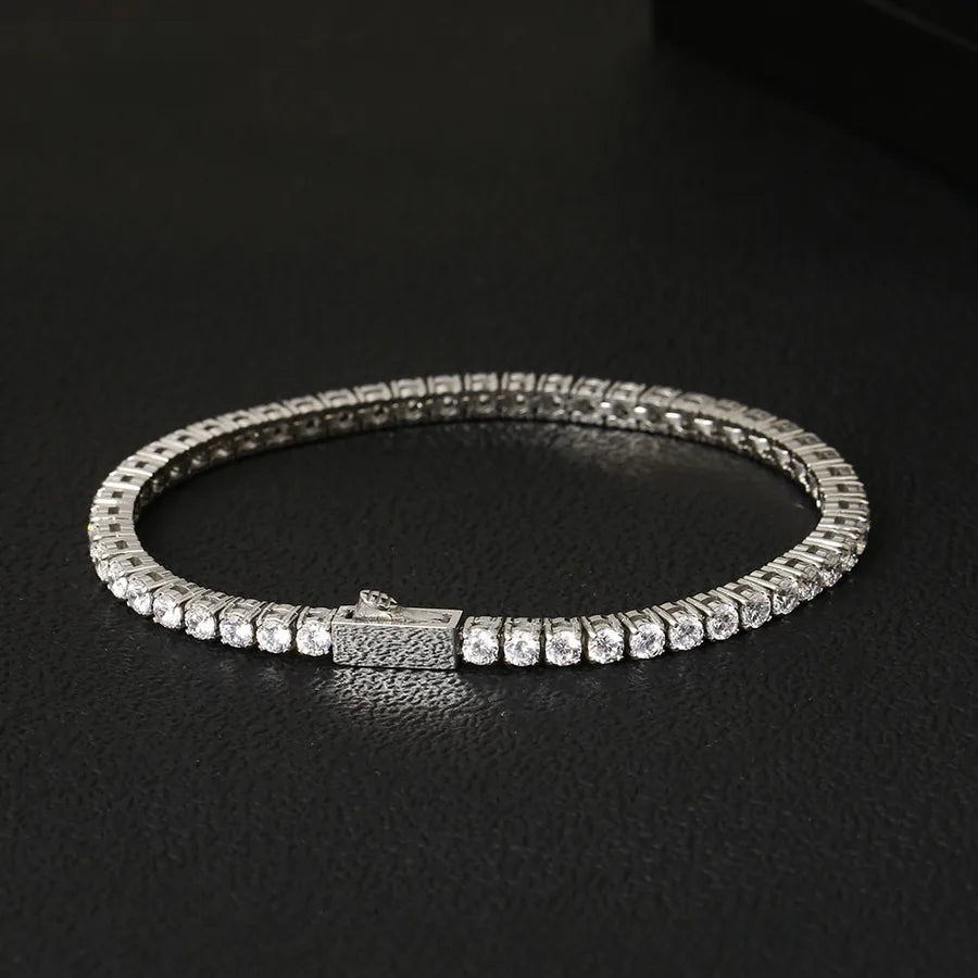 Zircon Tennis Chain Bracelet – Titanium Steel Steel Color 3mm Zircon 17.8cm Bracelet