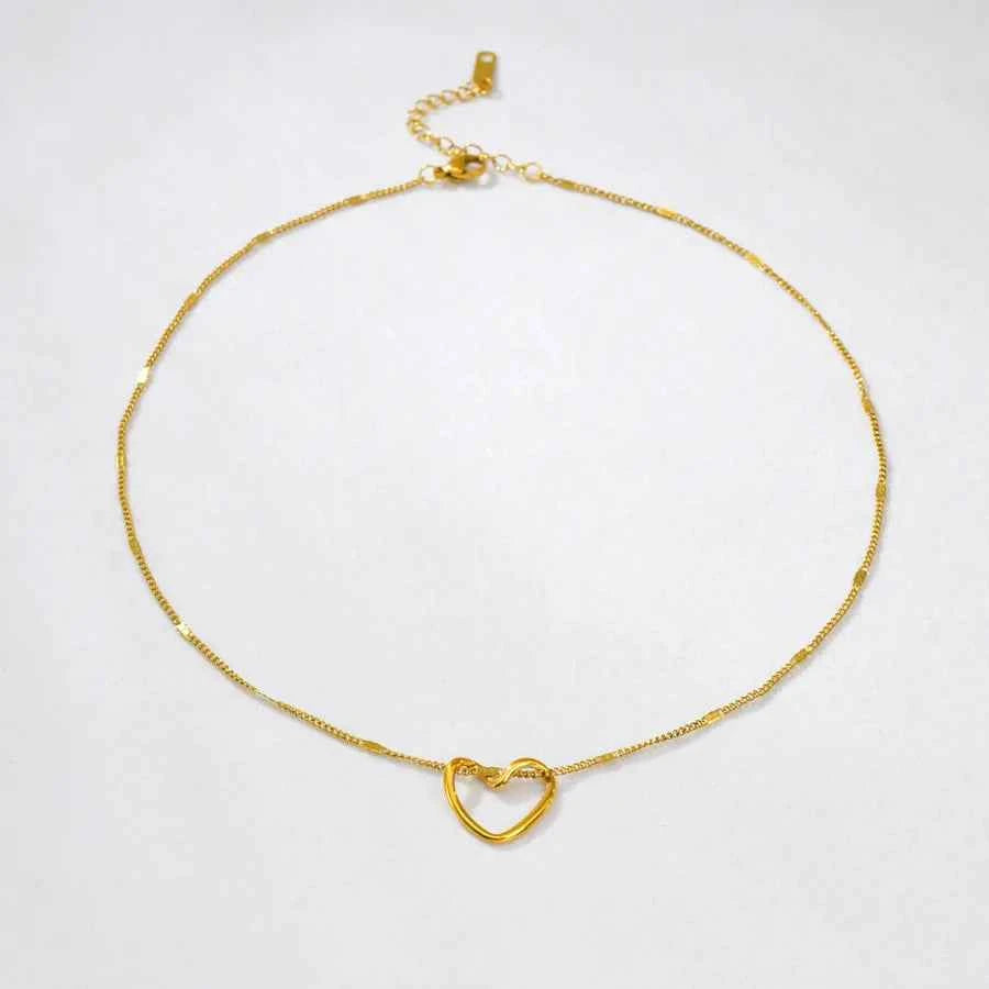 18K Gold Plated Hollow Heart Necklace & Bracelet Set