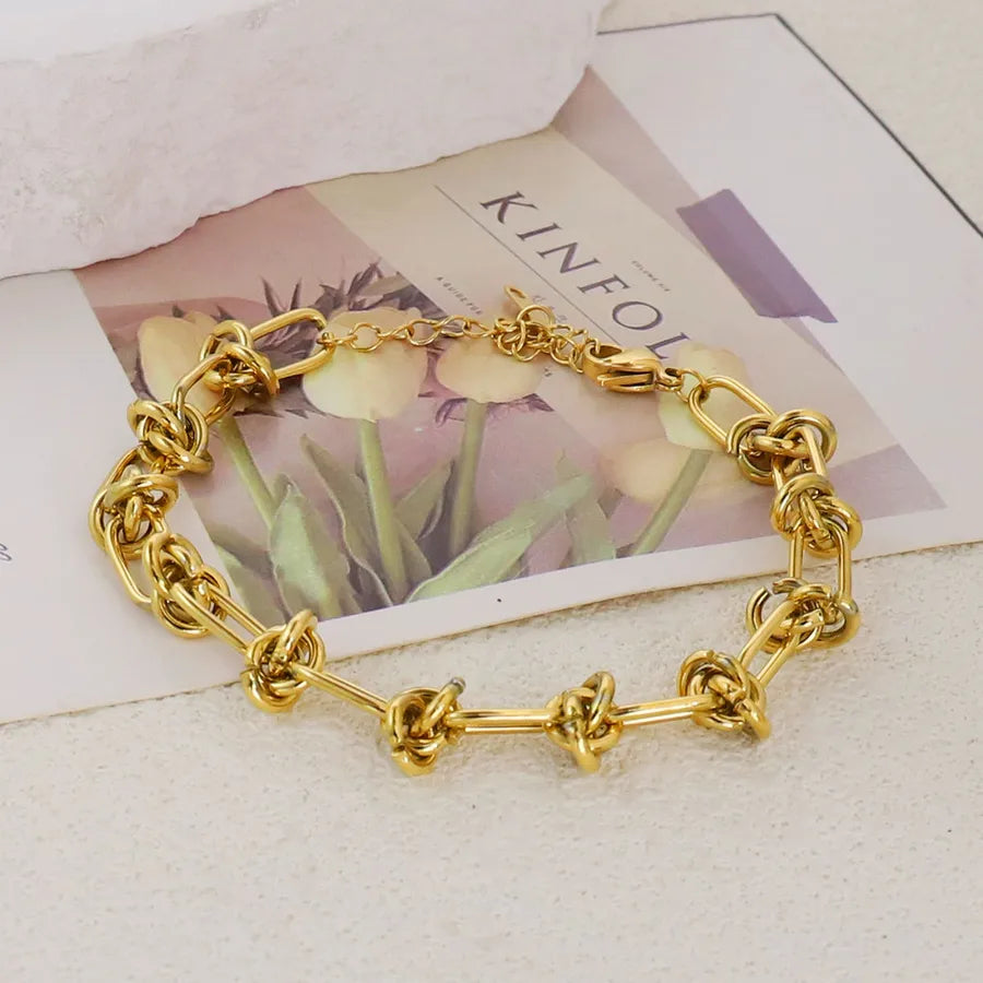 Gold Plated Stainless Steel Asymmetric Bracelet Average Size Gold Style 45