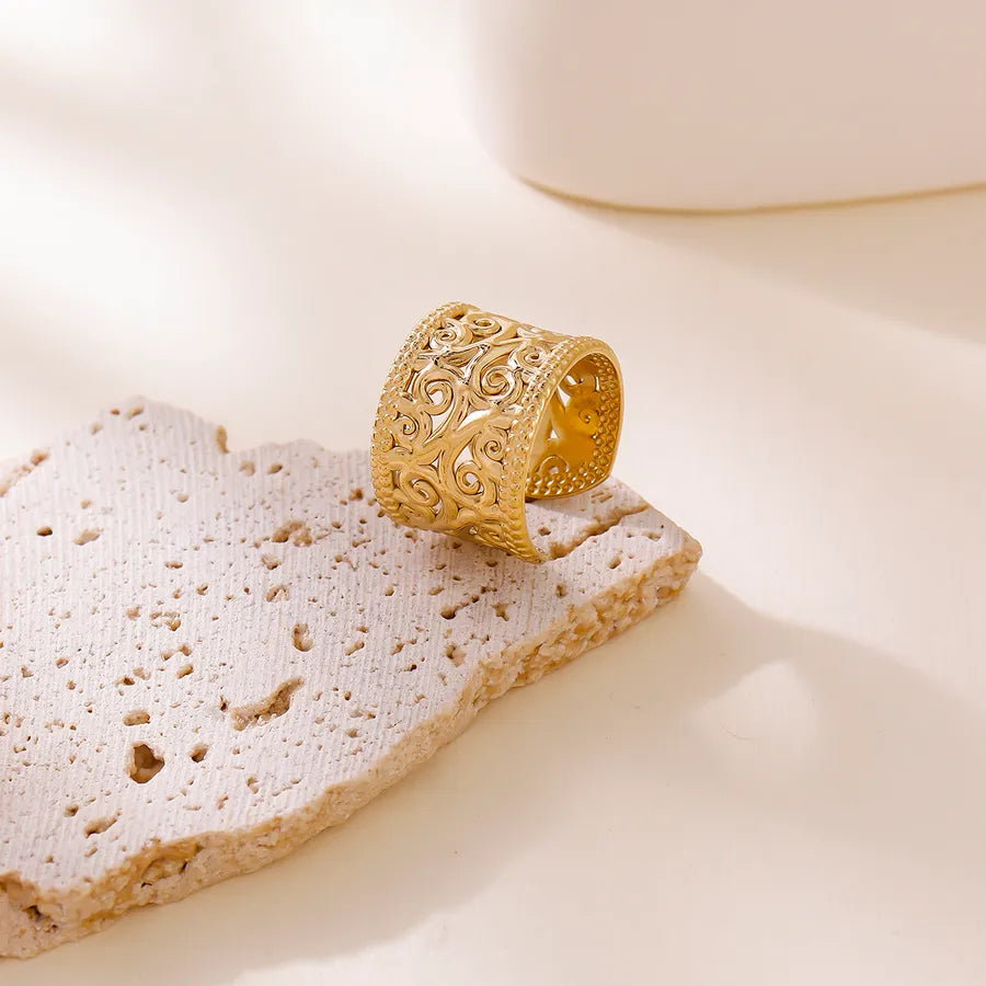 18K Gold Plated Geometric Open Ring for Women