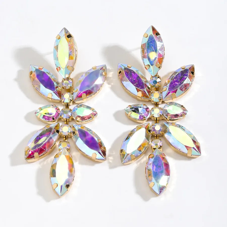 Colorful Rhinestone Geometric Stud Earrings