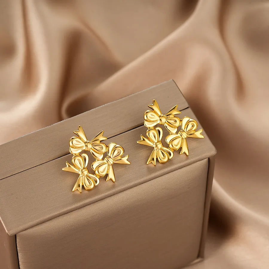 Irregular 18K Gold Plated Stainless Steel Earrings E1370-A (Gold Stud Earrings Pairs)