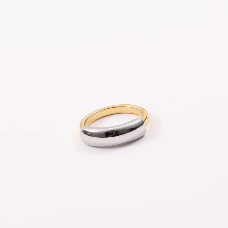 Two-Tone Titanium Steel Ring with 18K Gold Plating
