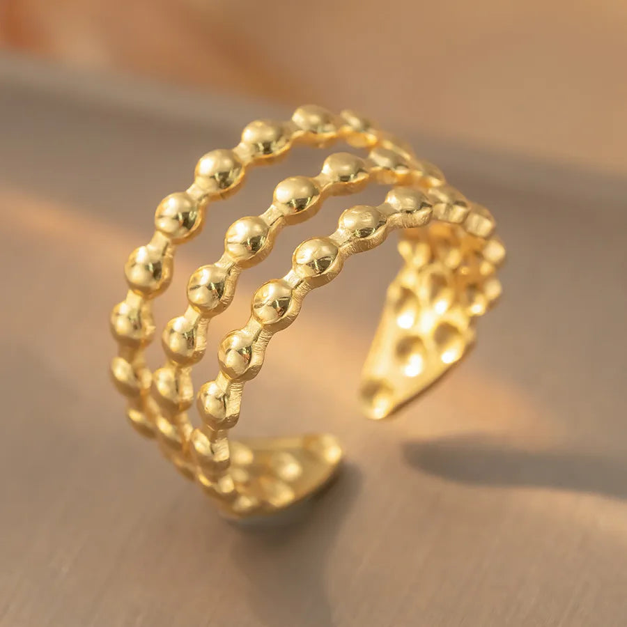 Geometric Titanium Steel Open Ring K353 Gold Ring Adjustable