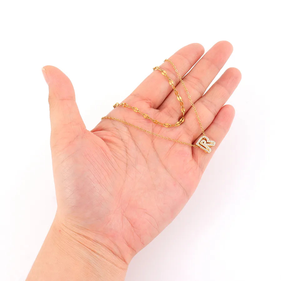 Gold Initial Pendant & Layered Chain Necklace Set