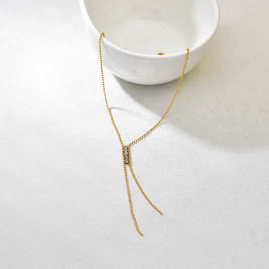 18K Gold Plated Claw Diamond Y Necklace