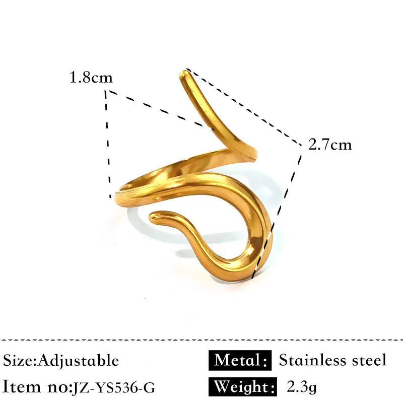 18K Gold Geometric Twist Stainless Steel Ring Gold JZ-YS536