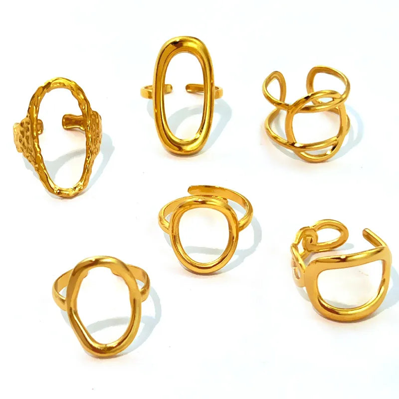 Unisex Geometric Titanium Steel Gold Ring