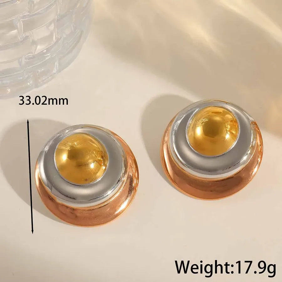 18K Gold Plated Geometric Stainless Steel Stud Earrings 1