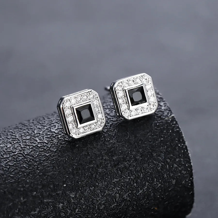 Titanium Steel Diamond Ear Cuff – Unisex & Non-Fading X728 Diamond Stud Earrings (white) Pair