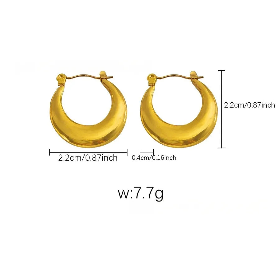 Elegant Gold Titanium Steel Hoop Earrings