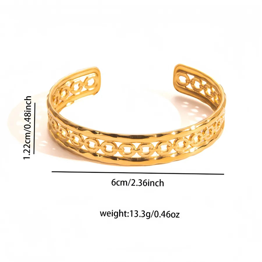 Men's Gold Stainless Steel Vintage Open Bangle