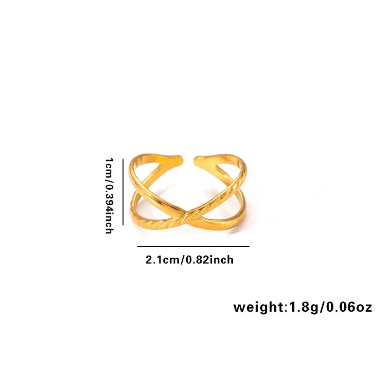 18K Gold Plated Titanium Steel Open Ring Adjustable Opening TYGR0162