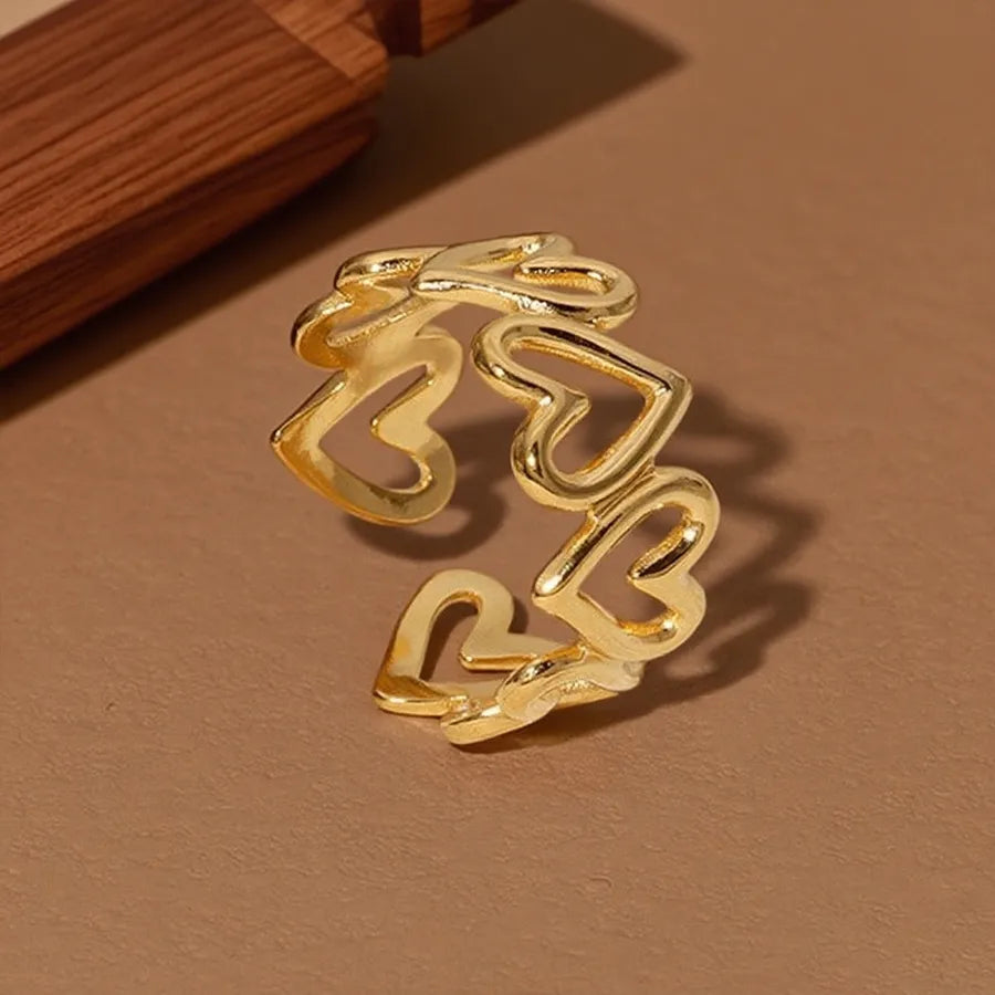 Geometric Heart Titanium Steel Ring Z044-Reverse Heart-Ring- Gold