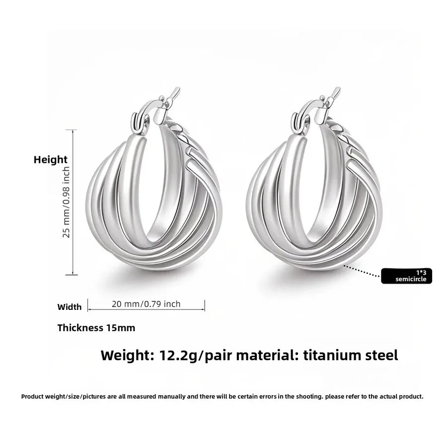 Titanium Steel Geometric U-Shaped Earrings PJER300 Steel Color 20mm