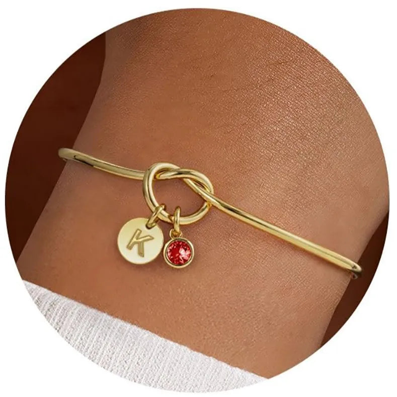 Stainless Steel Birthstone Initial Bracelet January-K