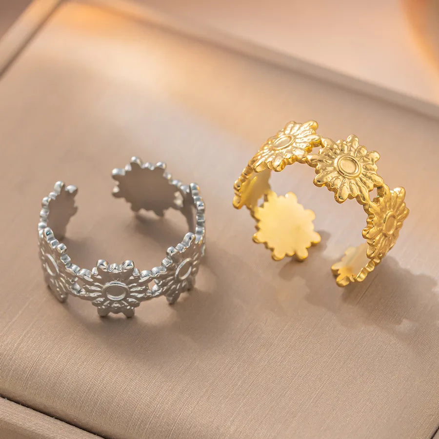 Adjustable Geometric Titanium Steel Ring