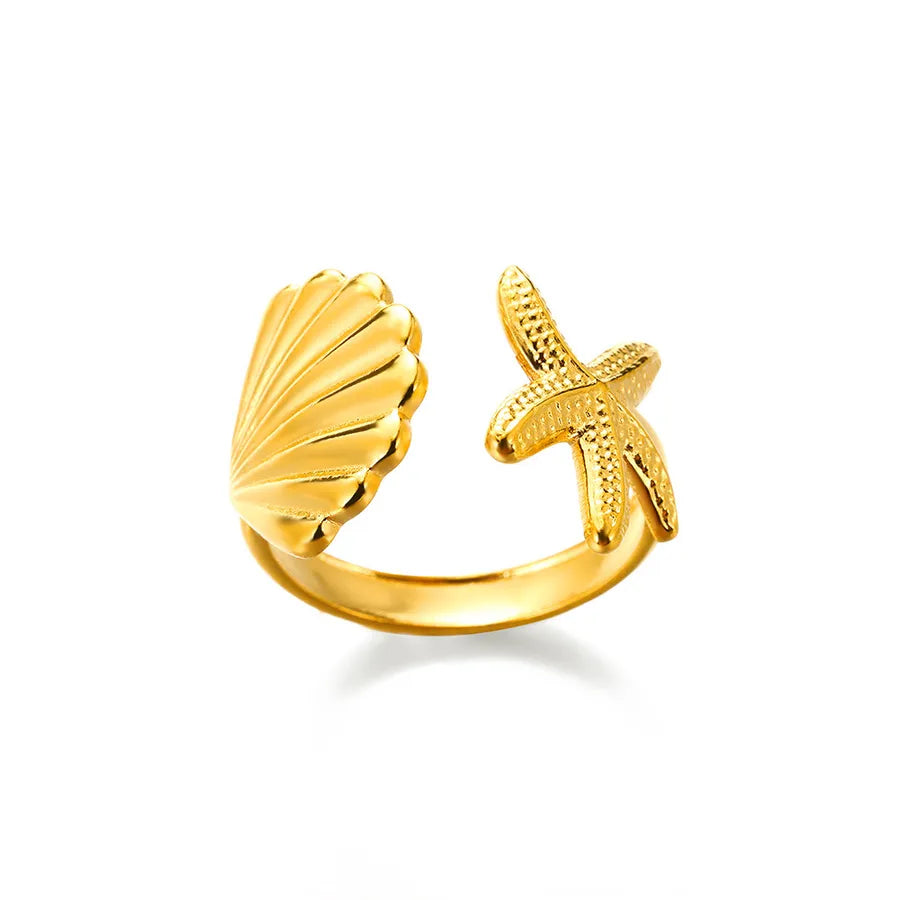 Gold Starfish Adjustable Ring – Stainless Steel 17