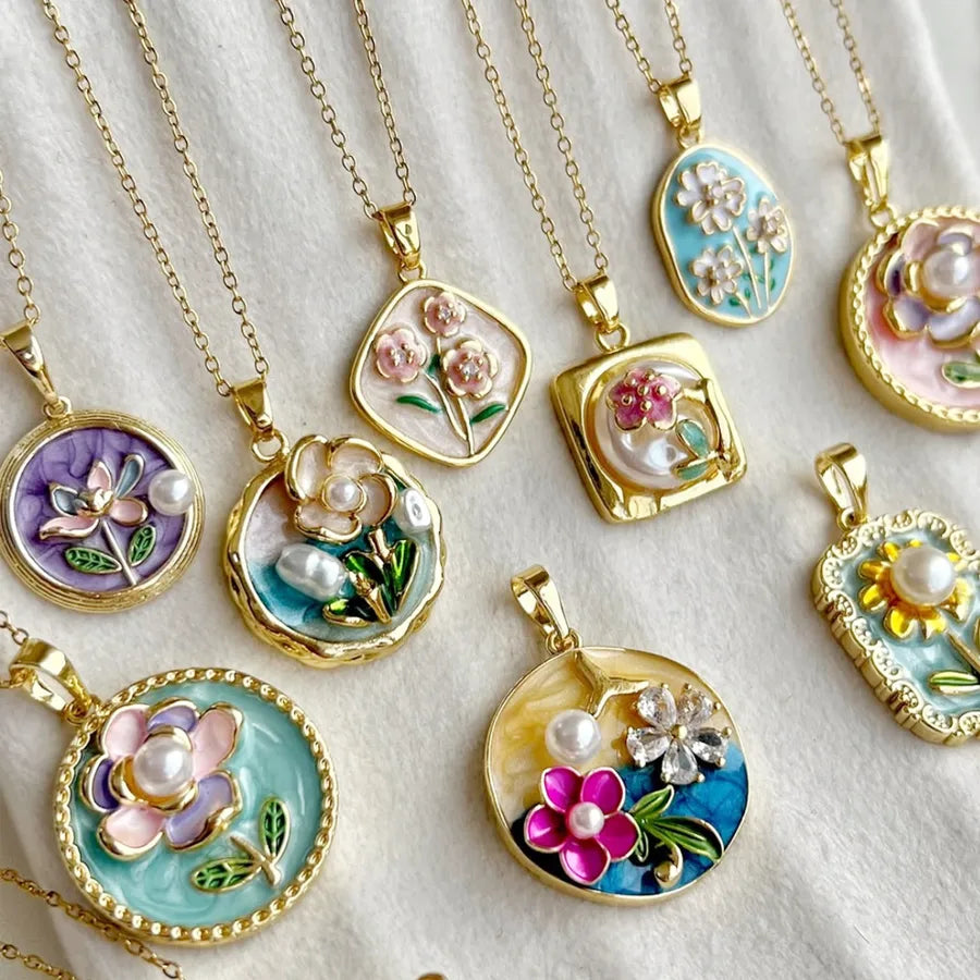 Floral Freshwater Pearl Pendant Necklace