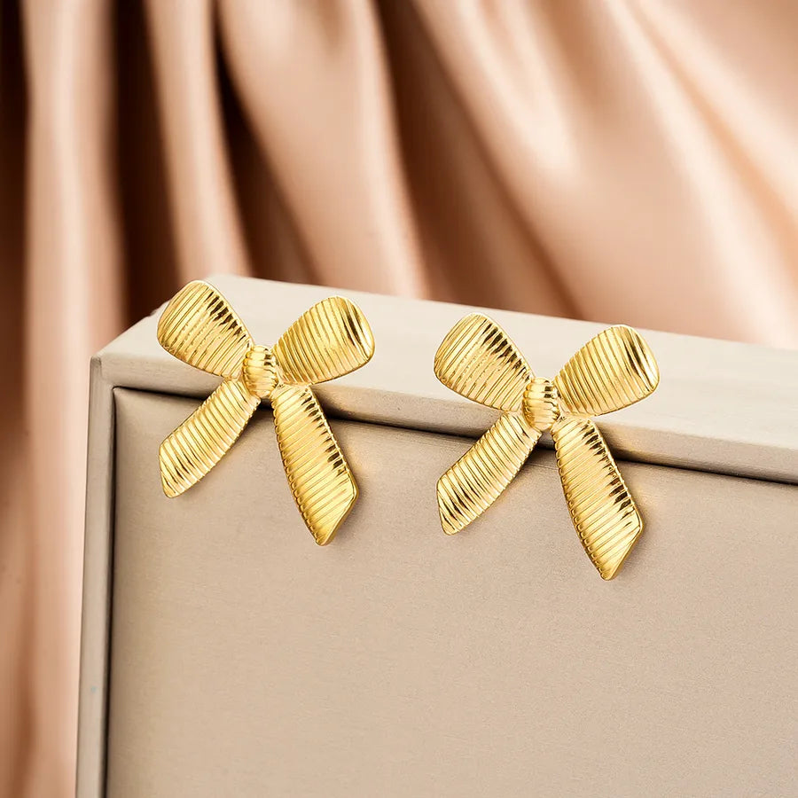 Irregular 18K Gold Plated Stainless Steel Earrings E1403-A (Gold Stud Earrings Pairs)